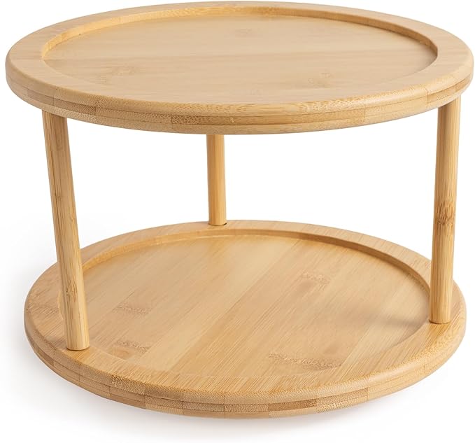 Smart Design 2-Tier Bamboo Turntable Lazy Susan