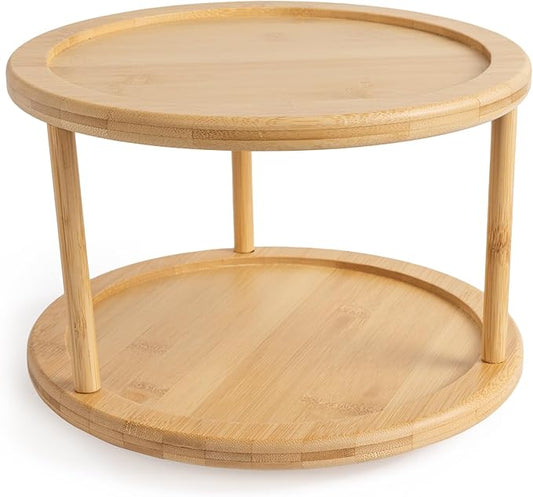 Smart Design 2-Tier Bamboo Turntable Lazy Susan