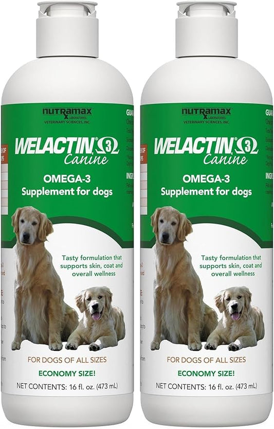 Nutramax Welactin Omega 3 Fish Oil for Dogs,Skin and Coat Health Supplement,Plus Joint,Immune,Kidney,and Brain Support,Premium Omega 3 Fatty Acids,for Dogs,16 Ounce Liquid,(Pack of 2)