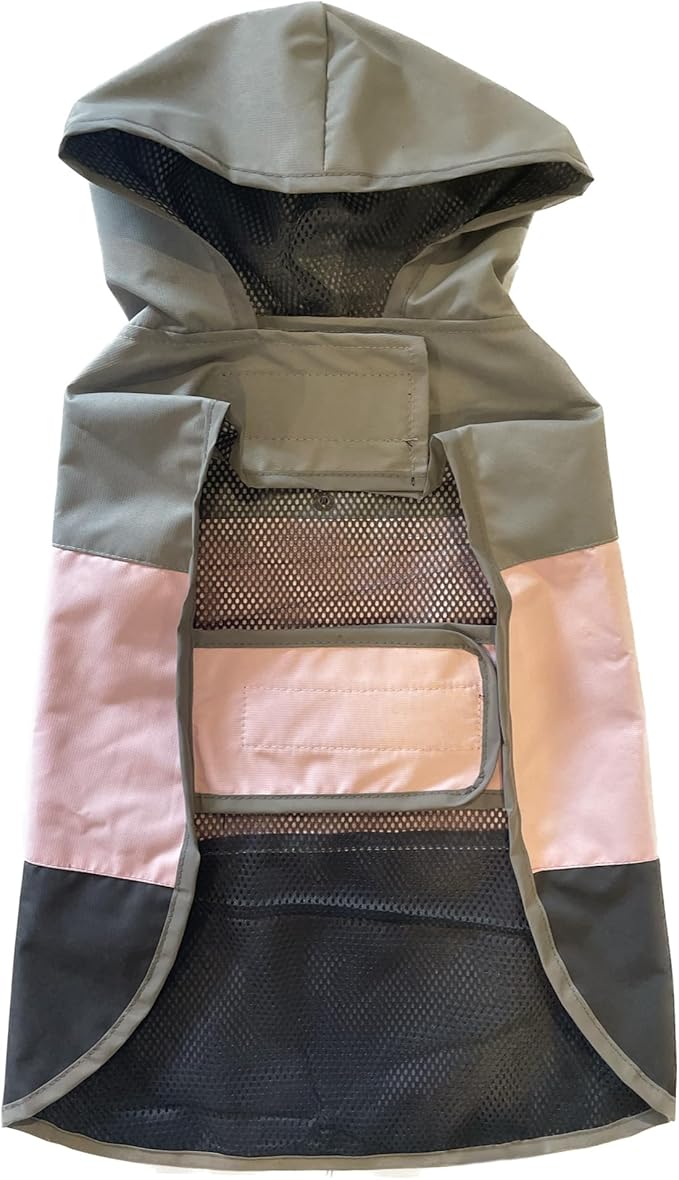 Eddie Bauer E24232XS Ravenna Colorblocked Dog Windbreaker Jacket in Extra Small, Grey and Pink