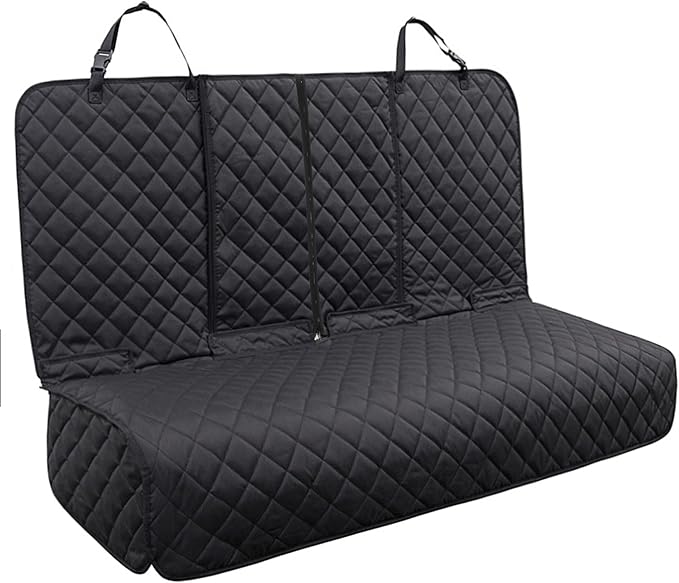 Dog Car Seat Cover, Deluxe Waterproof Pet Back Carseat Protector for Cars, SUVs, Trucks, Nonslip and Easy Cleanup Backseat Pet Cover for Automotive Rear Bench (Black)