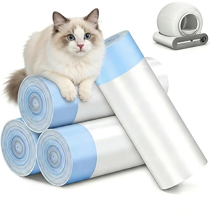 90 Count Cat Litter Box Liners for Automatic Self-Cleaning Litter Box, Heavy Duty Drawstring Waste Bags, Extra Thick 3.6-mil Leak-Proof, 18"x20" (45x50cm), 6 Rolls