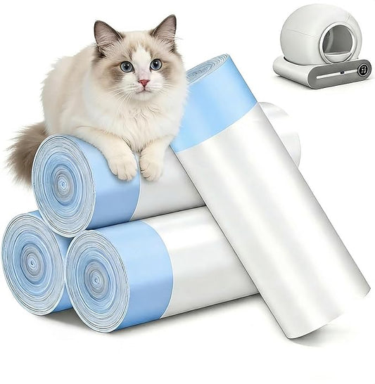 60 Count Cat Litter Box Liners for Automatic Self-Cleaning Litter Box, Heavy Duty Drawstring Waste Bags, Extra Thick 3.6-mil Leak-Proof, 18"x20" (45x50cm), 4 Rolls