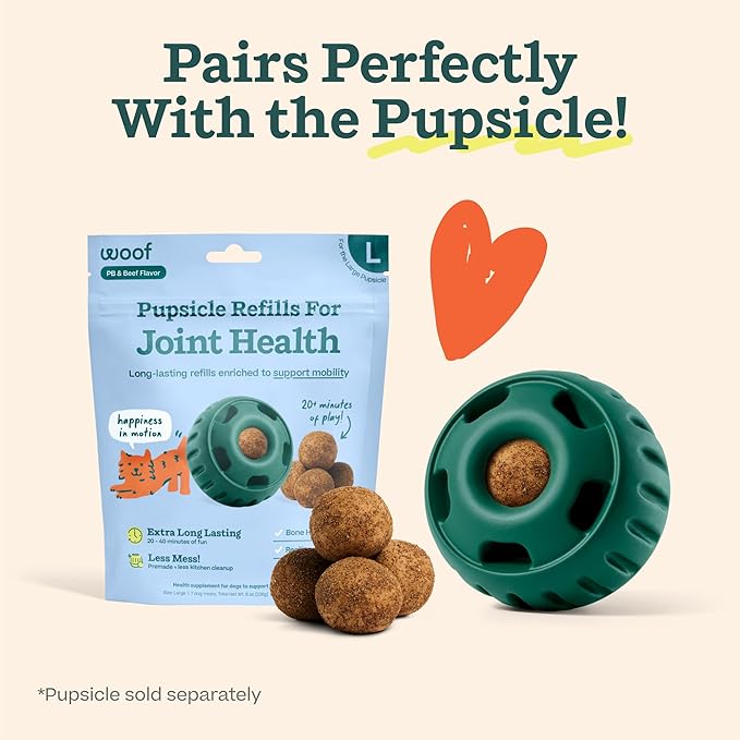 WOOF Hip & Joint Pupsicle Refill Pops - Dog Supplement for The Pupsicle Toy to Support Joint Health, Recovery, and Mobility - Extra Large Pops