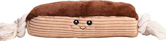 Squeaky Dog Plush Toy, Bakery Bite_Stick Collection, 12", for Various Sized Dogs (Eclair, Large)