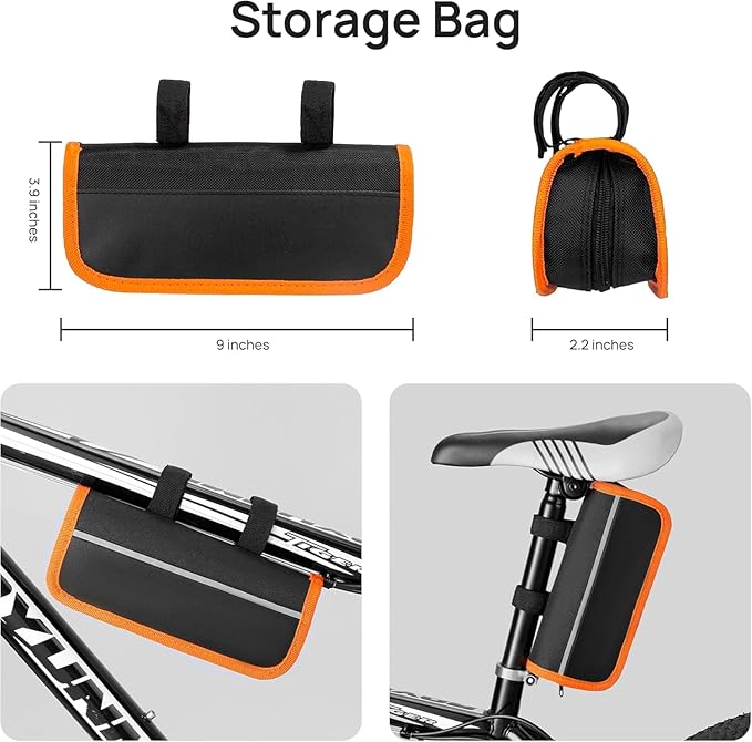 Bicycle Repair Kit with Pump & LED Light — 16-in-1 Portable Bike Tool Bag, Glueless Patches, Multi-Tool & Wrench Set for Road, Mountain & Camping Rides