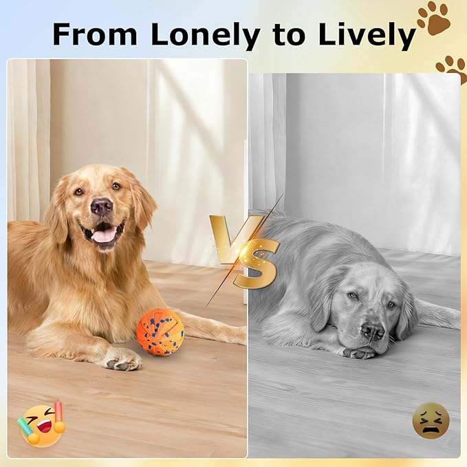 Interactive Dog Toys Ball, 3 Play Modes with Colorful Lights, Automatic Moving, Bouncing, E-TPU Material, Suitable for Large and Medium-Sized Dogs, Used for Boredom Relief and Daily Training