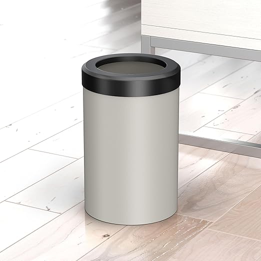 Gatco Small Bathroom Trash Can with Lid, Round 3 Gallon Stainless Steel Wastebasket, Under Sink, Matte Pearl and Matte Black, for Bathroom, Bedroom, Office (1931MX)