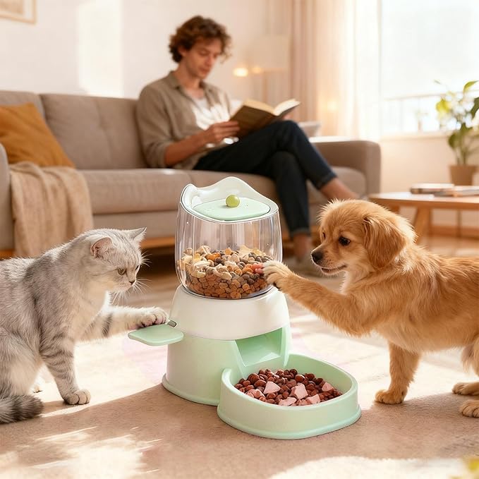 Portable Pet Feeding Dispenser - Versatile Cat Feeding Dispenser, 2L Pets Food Bowl for Outdoor, Press Top Smart Feeder, Pets Feeder, Dog Food Holder for Home Cage Daily Use
