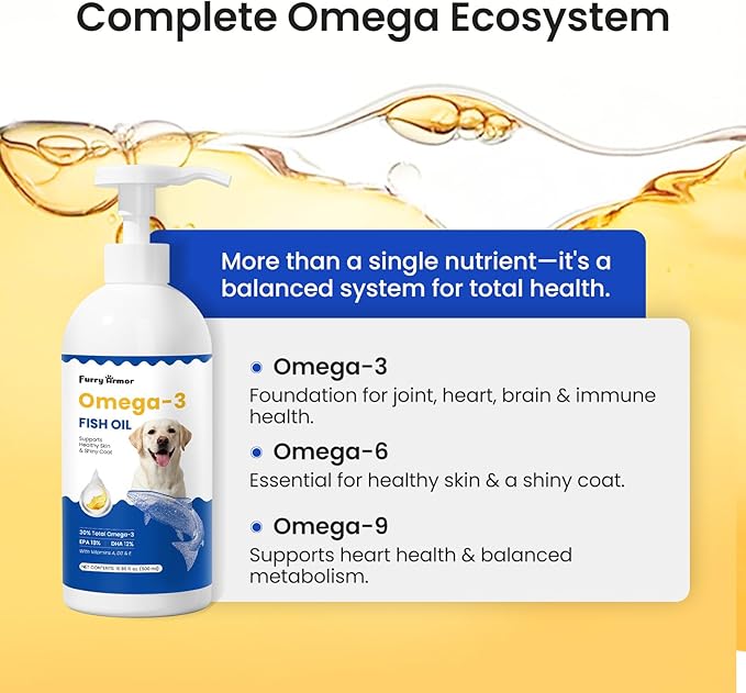 Omega-3 Fish Oil for Dogs & Cats - IFOS Certified 5-Star - High Potency 30% EPA+DHA from Wild Small Fish - Supports Skin, Coat, Joints & Heart - Liquid Pump Supplement, 16.9oz