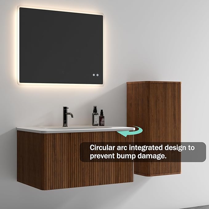Bathroom Vanity with Sink,Large Storage Wall Mounted Floating Bathroom Vanity with Overflow for Modern Bathroom, One-Piece Sink Basin Minimalist Bathroom Sink Cabinet