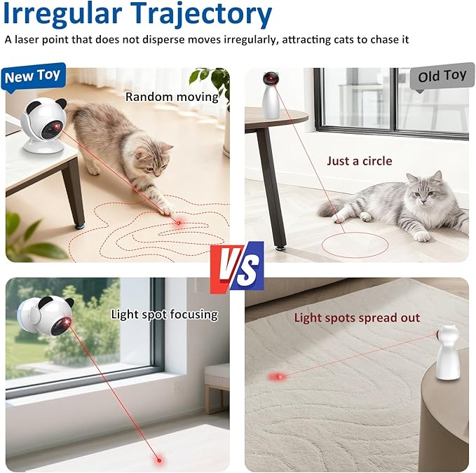 Laser Cat Toys for Indoor Cats, Automatic Cat Laser Toy with Random Trajectory, Suction Cup Design, Run Quiet, USB Rechargeable