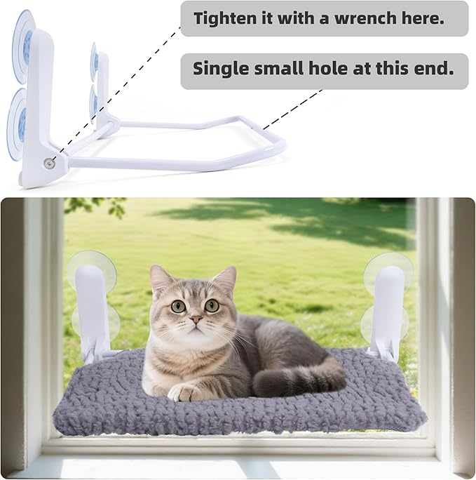 2PC Cat Window Perch, Easy Install Bracket, Portable Wall Hammock for Indoor Cat, Grey