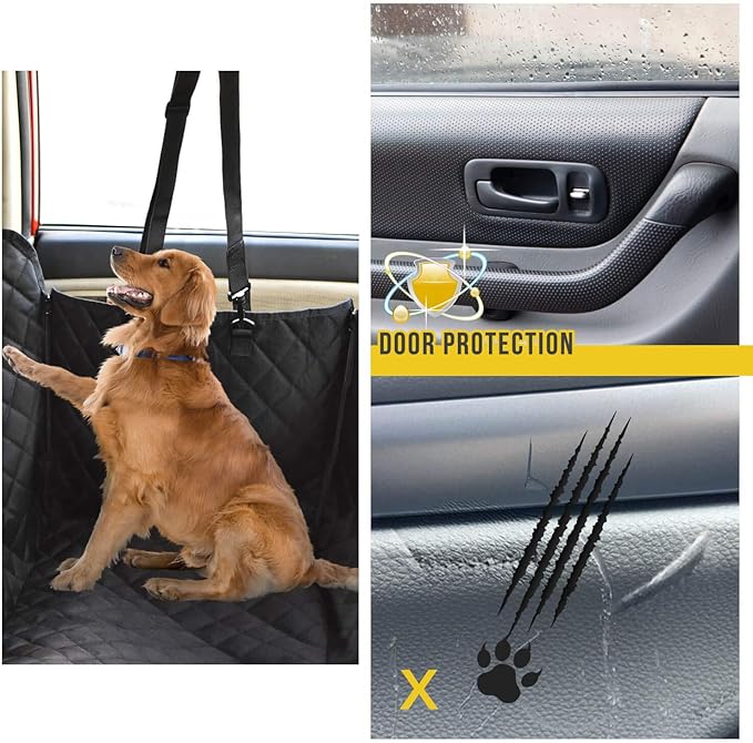 Vailge Dog Car Seat Cover for Back Seat, 100% Waterproof Back Seat Pet Cover for Dogs with Mesh Window, Scratch Prevent Antinslip Dog Hammock for Car