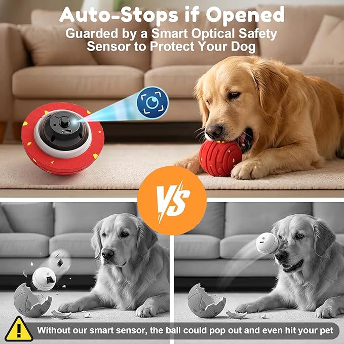 Interactive Dog Toys with Remote Control,Active Rolling Balls with 3 Play Modes, Auto-Moving, Bouncing, High-Resilience E-TPU Chew Resistant IPX6 Waterproof Indoor&Outdoor Use, Toys Dogs