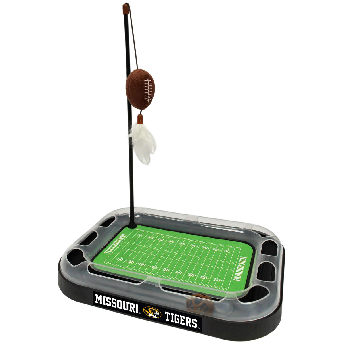 Pets First CAT Scratcher & Plush Football Toy with Catnip, Feather & Jingle Bell Interactive Ball Cat Chasing 5-in-1 Kitty Toy