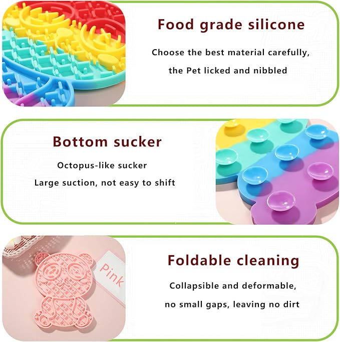 Lick Mat for Dogs Peanut Butter Licking Mats Slow Feeding Dog Bowl, Tattoo and Anxiety Reducer for Pet Food, Yogurt, Dog Bath, Dog Grooming and Dog Training