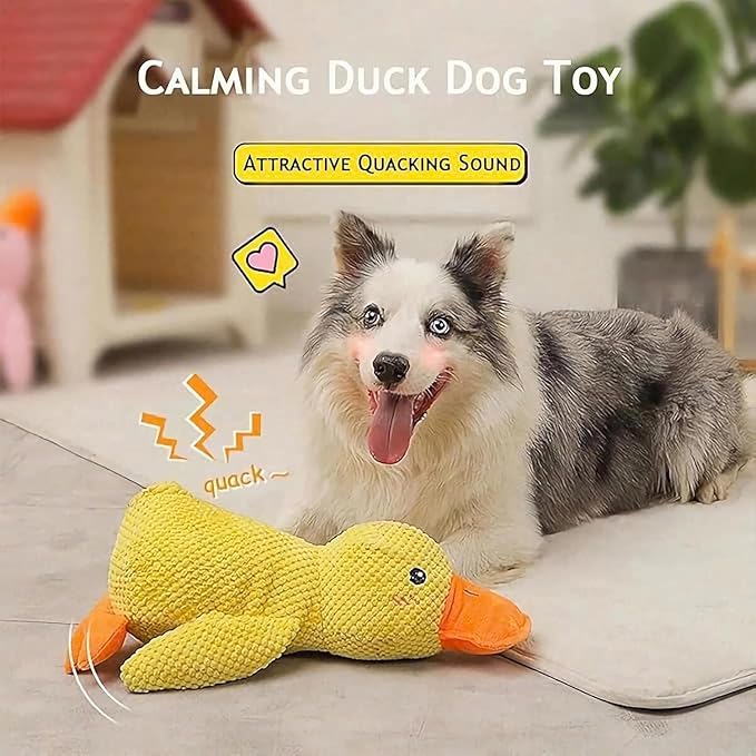 Calming Duck Emotional Support Dog Toy - Unbreakable Plush for Aggressive Chewers, Resistant Squeaky Interactive Toy for Indoor/Outdoor Play (Pink)