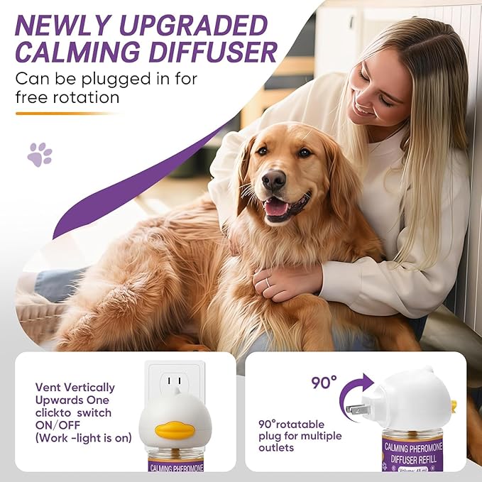 Dog Calming Pheromones Diffuser 6 in 1 Kit Appeasing Pheromone Diffuser to Calm (2 Plug in+4 Pack 48ml Refill) for Anxiety Relief Reduce Aggression Fighting Barking Stress 120 Day Supply