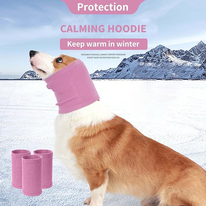 Nanaki Dog Hood Calming Ear Wrap, Quiet Headband Dog Head Cover Snood Doggy Ear Fireworks Muffs, The Grooming and Force Drying Pet Head Protector for Anxiety Relief Calming Doggy Covers for Noise