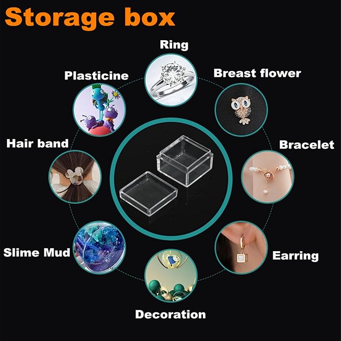 Small Clear Box Acrylic Boxes with Lids Plastic Square Cube 12 Pieces Small Storage Containers for Candy Pill and Tiny Jewelry