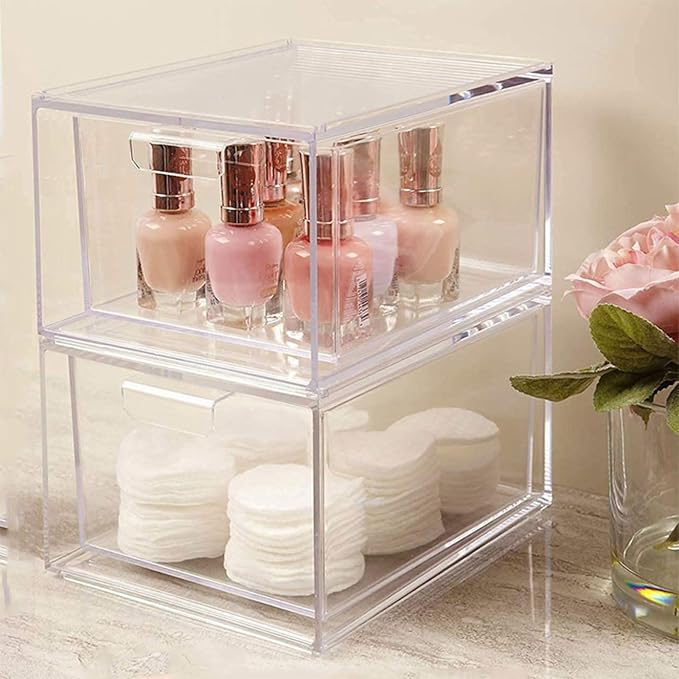 Clear Acrylic Storage Box Stackable Organizer for Cosmetics Jewelry Stationery Plastic Bins Acrylic Makeup Organiser