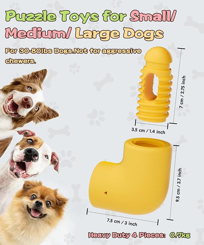 HETOO Dog Puzzle for Large Dogs Enrichment Toys : Aggressive Chewers Smart Dog Toy Interactive Mentally Stimulating Treat Toy to Keep Them Busy- Food Dispenser Toys for Medium Dogs- Pink+ Brown