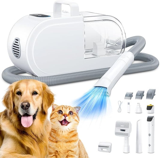 ScrubWiz Dog Grooming Vacuum, 2.7L Dog Hair Vacuum with Clipper Nail Grinder Paw Trimmer, 3 Suction Modes, Low Noise Groomer with 7 Pet Grooming Tools, Pet Grooming Vacuum for Dogs Cats