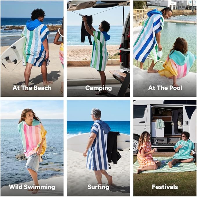 Dock & Bay Adult Poncho - Hooded Towel with Deep Pockets, Changing Robe - Quick Dry - Compact, Lightweight - Includes Bag