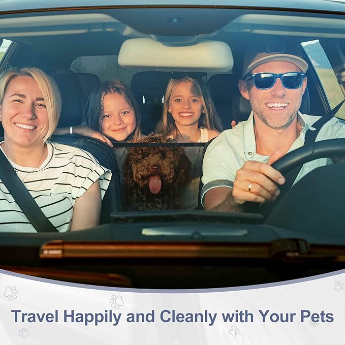 Dog Car Net Barrier, Secure Pet Travel Accessory, Breathable Dog Car Barrier, Ensures Safety During Rides, Black