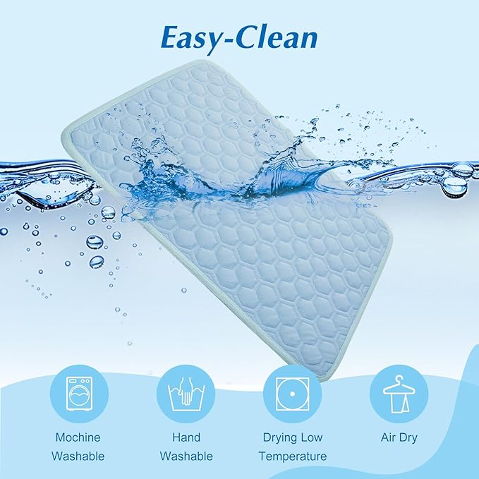 Mannice Upgraded Self-Cooling Mat for Dogs & Cats - Thicken, Washable, Non-Toxic, Foldable & Non-Slip Dog Cooling mat Pet Cooling Pad for Indoor, Outdoor, Car- Perfect for Summer (Blue, XS)