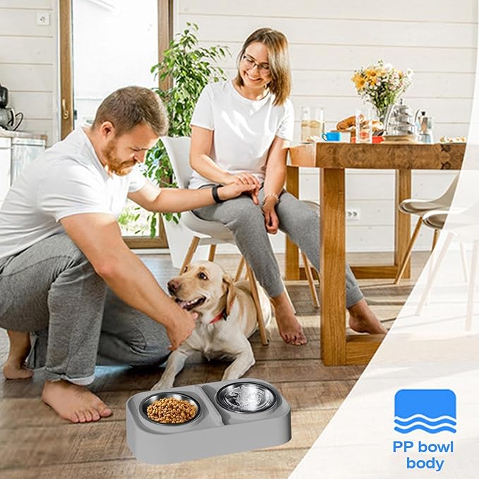 Cat Water and Food Bowl - Kitten Feeding Bowl Set, Slanted Non Slip Pet Feeder, Durable Food and Water Dish | Apartment City Living Home Travel for Apartment City Living Home Travel