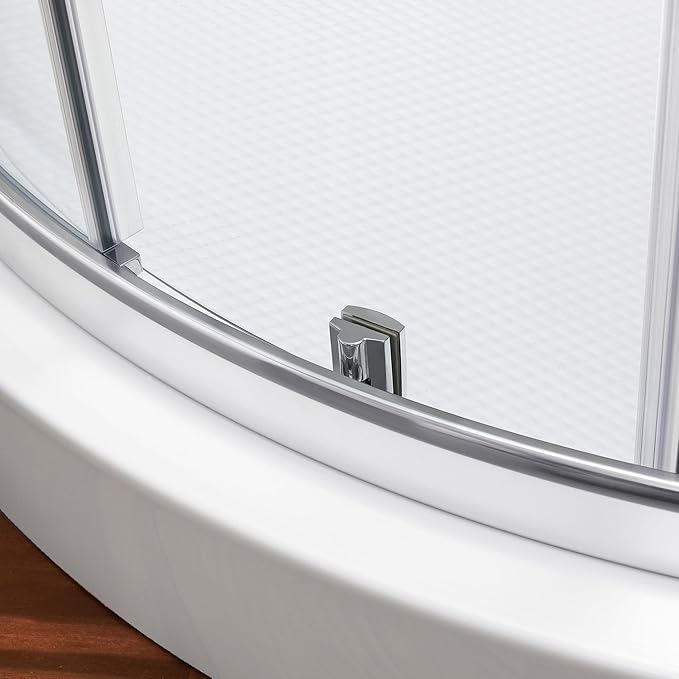 OVE Decors Breeze 34 in. Corner Shower Clear Sliding Door with Base in Satin Nickel Finish