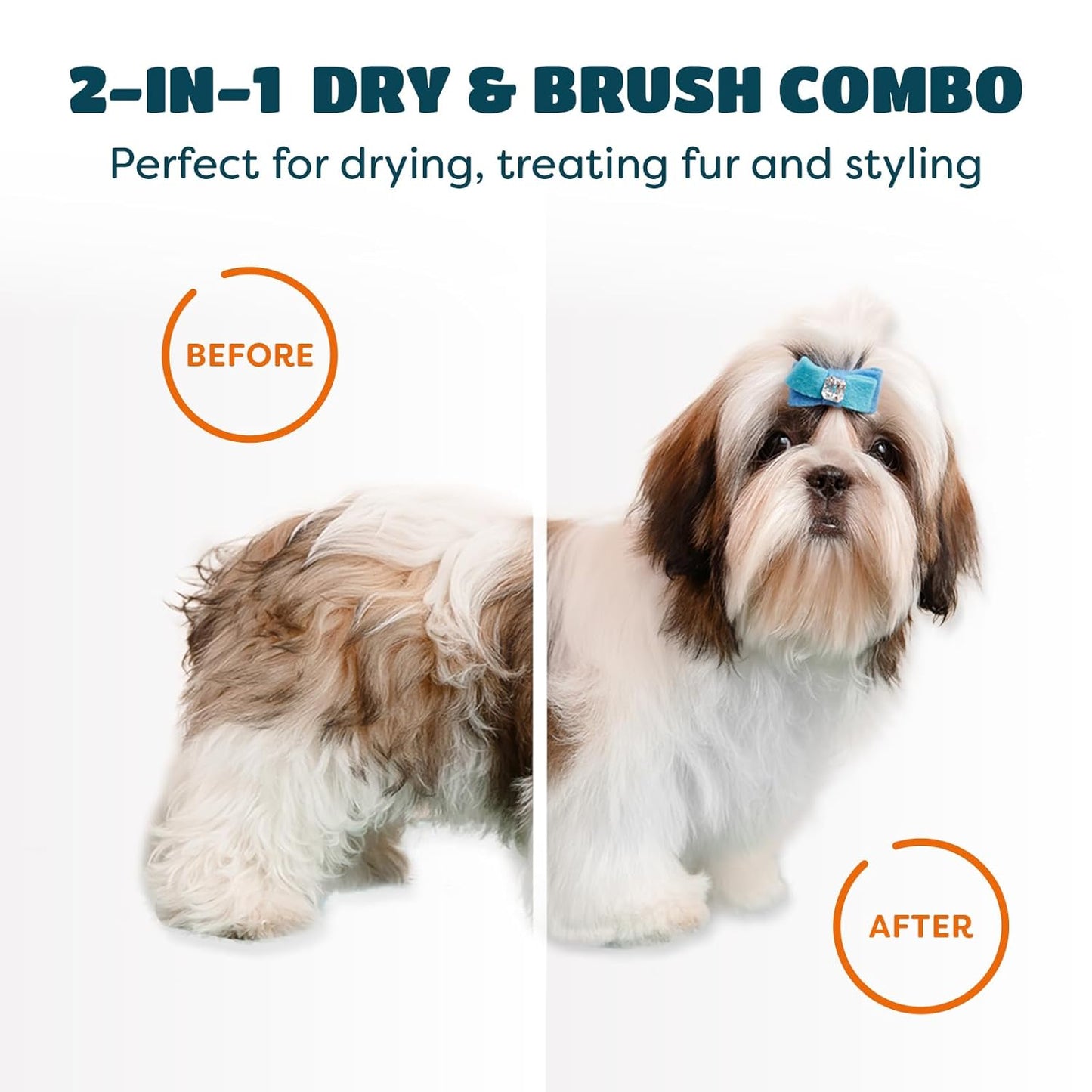 2-in-1 Dog Hair Dryer with Brush — 300W Dry & Groom in One, Adjustable Heat, Overheat Protection