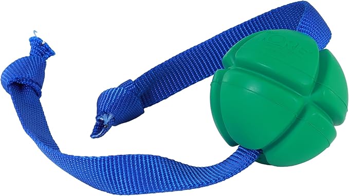 PetKORE: FloTex Tug - Large - 3.25" Green, Rubber Dog Toy, Removable Strap Tail, Patented Airflow Grooves, Bounce-Fetch-Chew, Pet Indoor-Outdoor Play