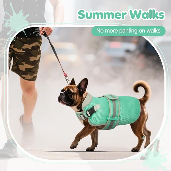 Dog Cooling Vest for Medium Dogs,Lightweight Cooling Dog Jacket,Breathable Mesh Dogs Shirt Harness Vest with Adjustable Straps Reflective Stripe for Hot Weather with D-Ring for Beach,Hiking,M