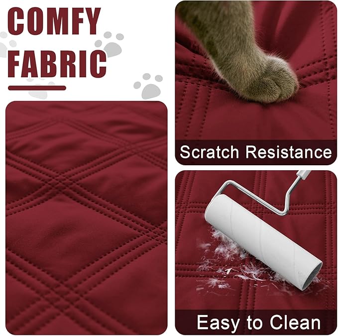 Smiry Waterproof Dog Bed Cover Blanket 30x53, Soft Reversible Pet Blanket, Washable Leakproof Cats Dogs Couch Cover for Sofa, Couch, Furniture, Lattice, Wine Red/Beige