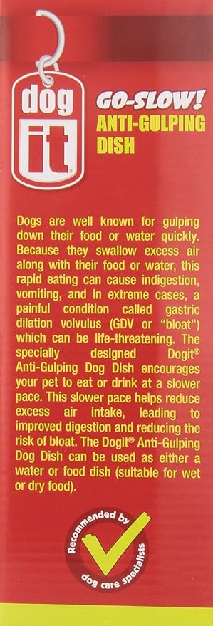 Dogit Dog Bowl Slow Feeder for Wet or Dry Dog Food, Go Slow Anti-Gulping Dog Dish, Black, L