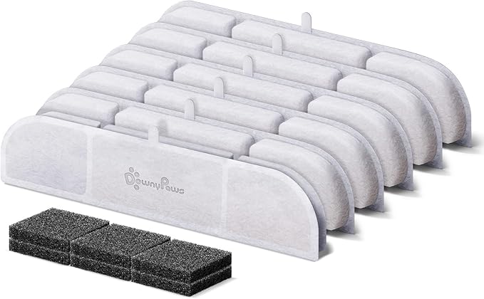 DownyPaws 6 Packs Replacement Filters for Battery Operated Cat Water Fountain DPWFP6, 3 Months Set of Replacement Filters