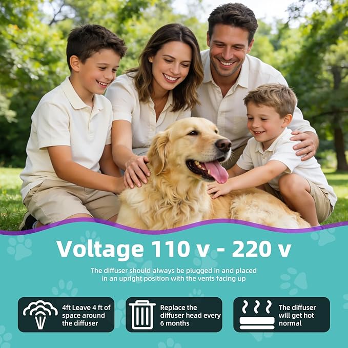 Dog Calming Pheromones Diffuser, 6 in 1 Kit Appeasing Pheromone Diffuser to Calm Dogs, with 2 Plug in Diffuser+4 Refill 48ml 120 Days Supply, Reduce Aggression Fighting Scratching Barking Stress