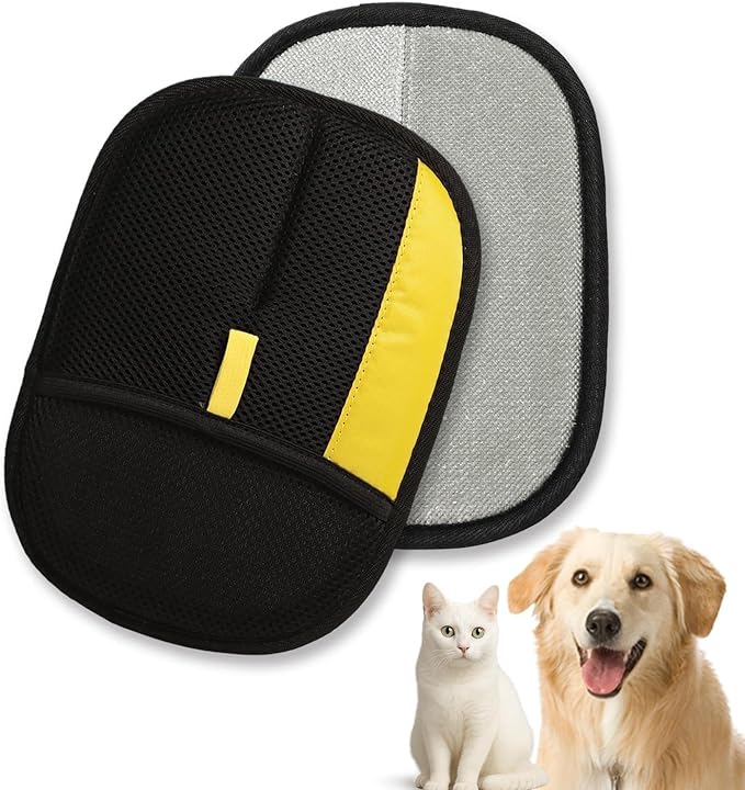 Pet Hair Removal Glove - Reusable Magic Brush Glove for Dog & Cat Hair Removal on Furniture, Car Seats, Clothes & Bedding (Black)