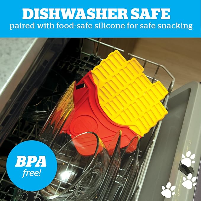 BigMouth French Fries Silicone Lick Mat for Dogs and Cats, Slow Feeder Enrichment Pad, Dishwasher Safe Anxiety Relief Toy