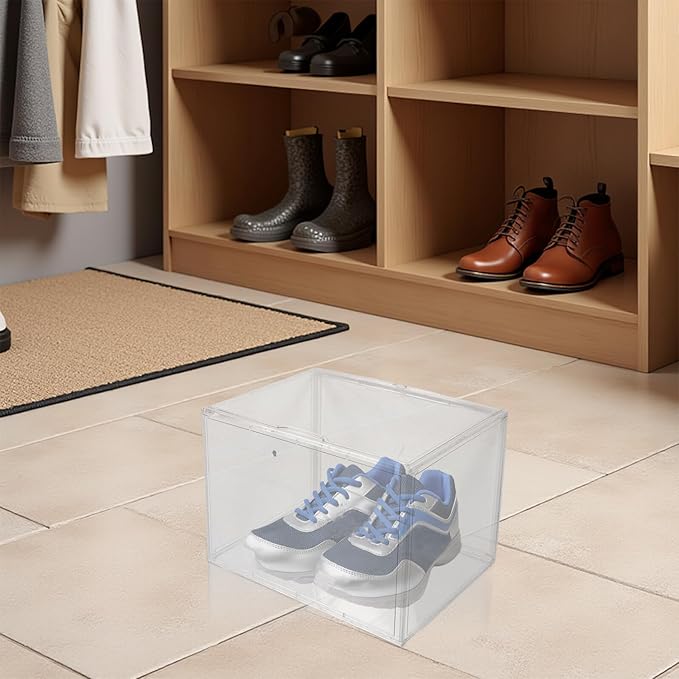 Acrylic Shoe Box Organizer Large 45x33x33cm Stackable Plastic Shoe Storage Container for Sneakers and Boots for Men and Women