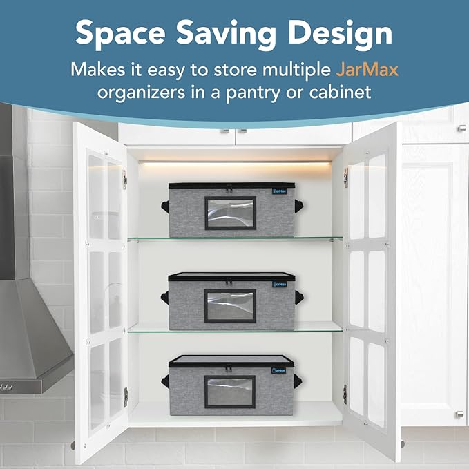2Pk 32 oz Quart Mason Jar Organizer, Sturdy Pantry Canning Jar Storage Containers, Holds 12 Quart Size Ball Mason Jars, Foldable Canning Organizer, Stackable Home Storage Box w/Lid & Label holder