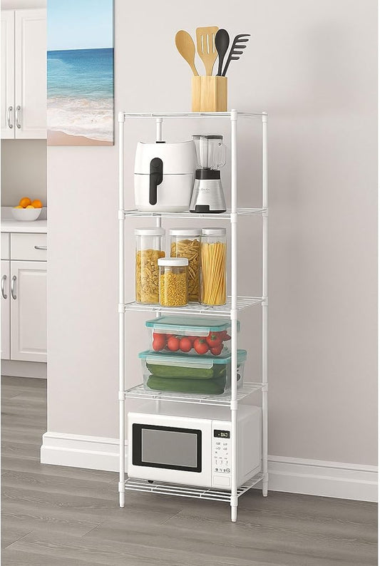 5-Tier Wire Shelving, 55" H x 17.7" L x 13.8" W Storage Shelves Metal Shelving Units, Adjustable Garage Shelving for Pantry Shelf Kitchen Garage