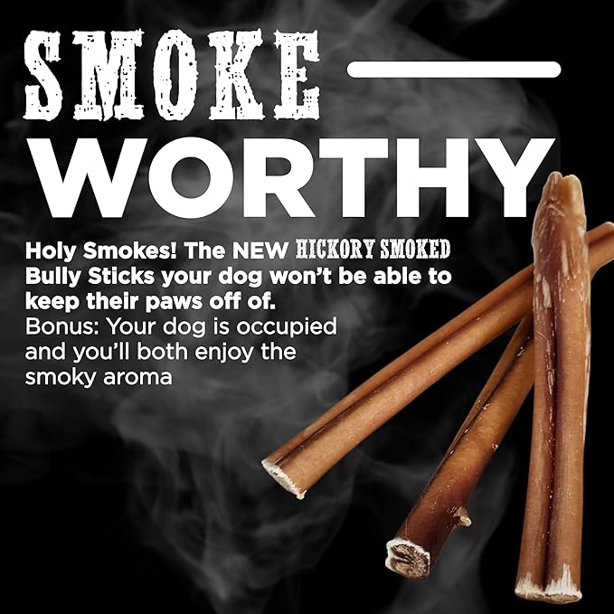 Best Bully Sticks Hickory Smoked 6 Inch Bully Sticks - 20 Count (Pack of 1) - Natural, Smoky, Grain and Odor-Free, No Additives