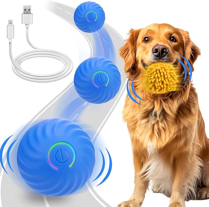 Mity rain Interactive Dog Toys - Self Rolling Ball with Cover Anti-Chewer for Small/Medium/Large Puppy Pet, Moving Ball for Dogs Enrichment, Motion Activated Toys That Move on its Own