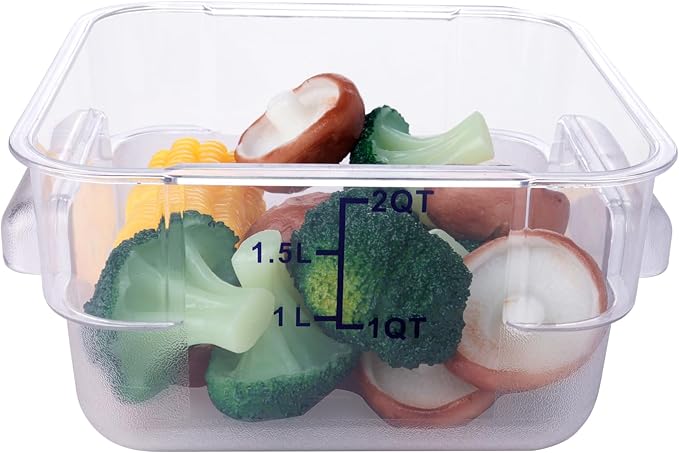 2 Pack RED Square Food Storage Container With Lid,Commercial Storage Box With Scale & Handle,Cake Making,Dough Marinating Meat,Kitchen Supplies (8 Quart)