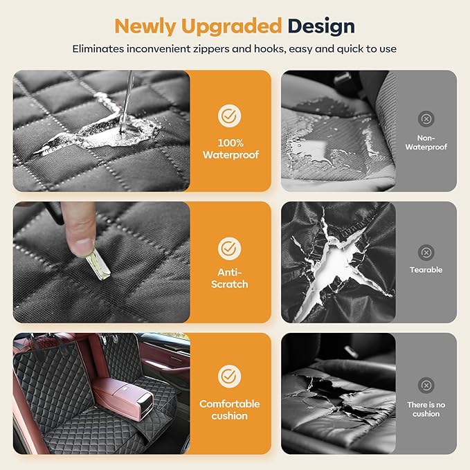 Dog Car Seat Cover for Back Seat,New Upgraded Thickened Dog Car Seat Cover,Waterproof and Wear-Resistant Bench Back Seat Cover with Non-Slip Pad,Universal Size Fits Cars（Black