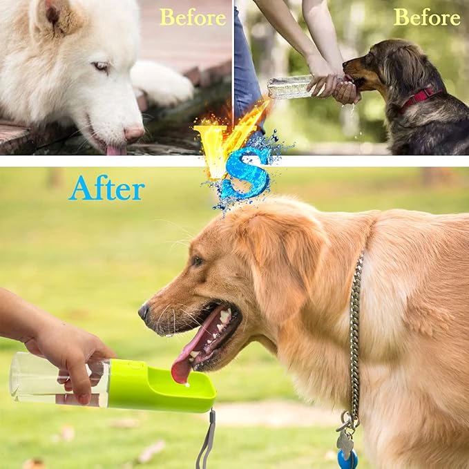 Sofunii Dog Water Bottle for Walking, Portable Pet Travel Water Drink Cup Mug Dish Bowl Dispenser, Made of Food-Grade Material Leak Proof & BPA-Free - 15oz Capacity (Green) …